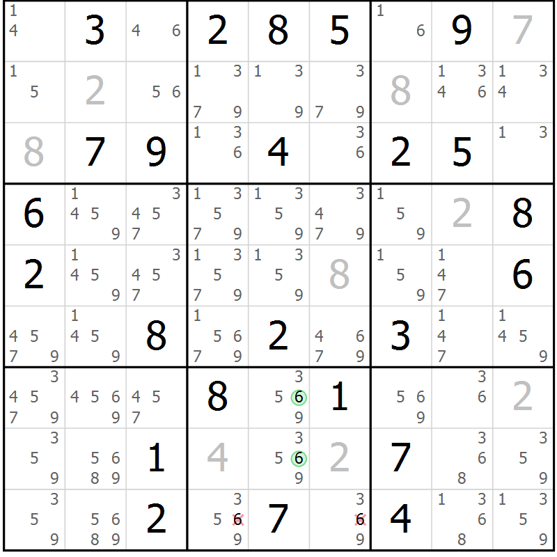 Position des candidats pour la solution de la Gr 72 page 74 du magazine de sudoku Expert n° 020