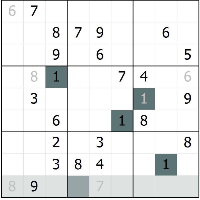 Position des candidats pour la solution de la Gr 73 page 75 du magazine de sudoku Expert n° 020