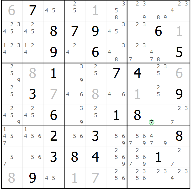 Position des candidats pour la solution de la Gr 73 page 75 du magazine de sudoku Expert n° 020