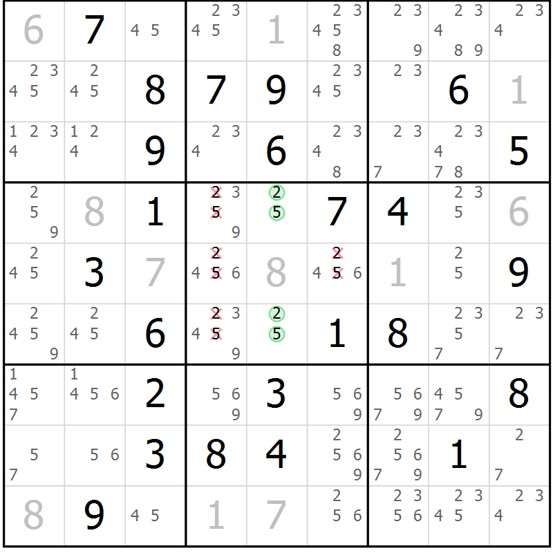 Position des candidats pour la solution de la Gr 73 page 75 du magazine de sudoku Expert n° 020
