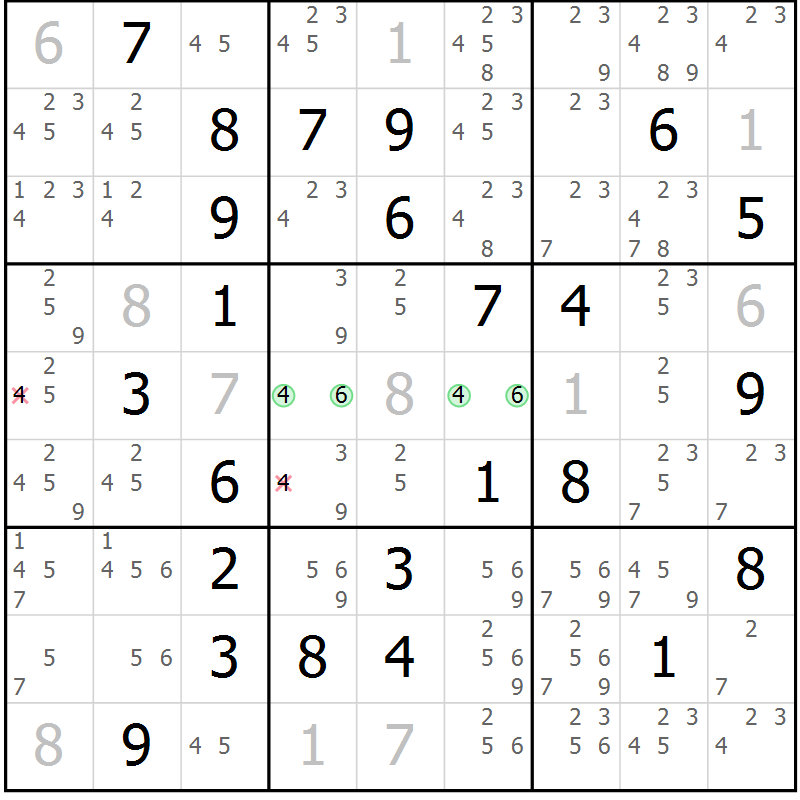 Position des candidats pour la solution de la Gr 73 page 75 du magazine de sudoku Expert n° 020