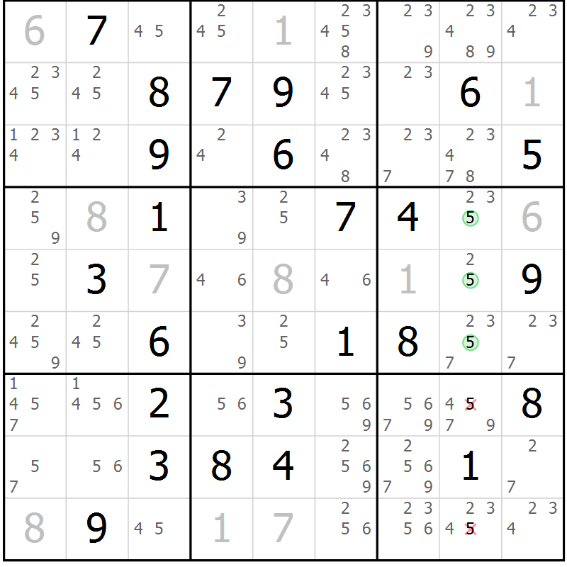 Position des candidats pour la solution de la Gr 73 page 75 du magazine de sudoku Expert n° 020