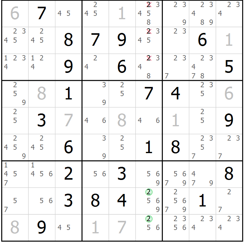 Position des candidats pour la solution de la Gr 73 page 75 du magazine de sudoku Expert n° 020