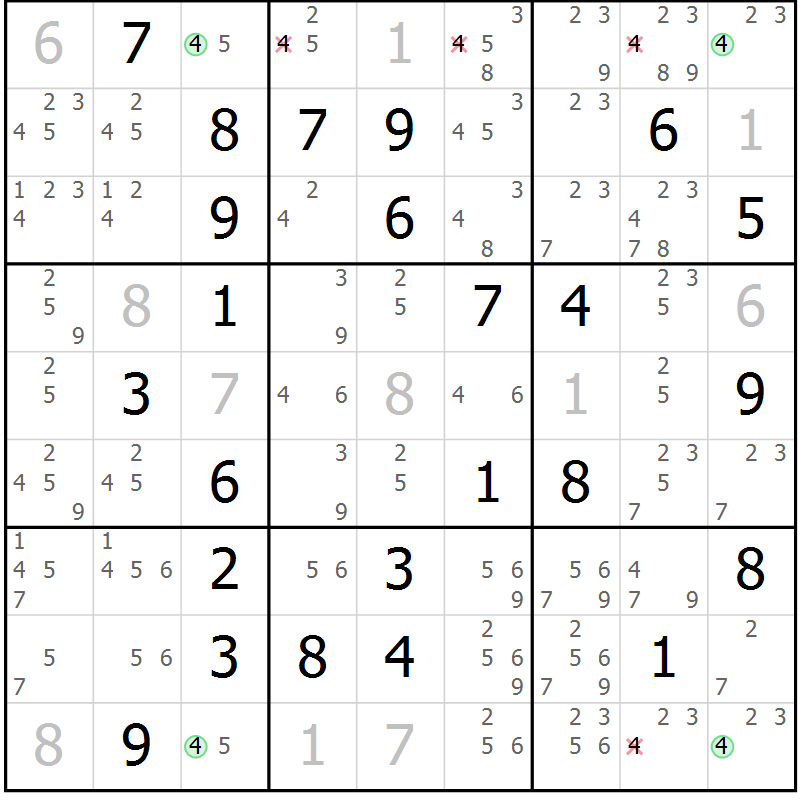 Position des candidats pour la solution de la Gr 73 page 75 du magazine de sudoku Expert n° 020