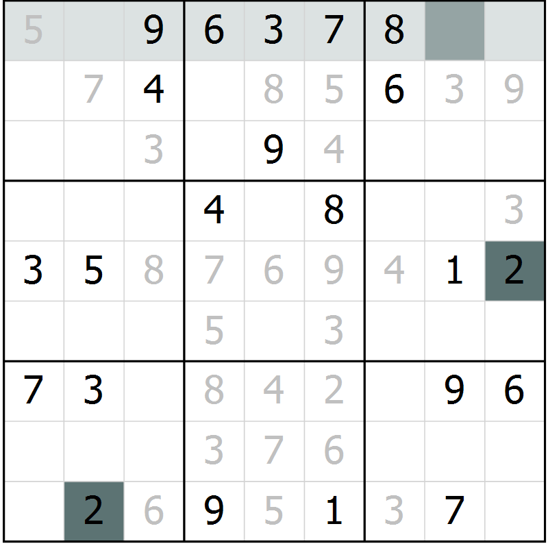 Position des candidats pour la solution de la Gr 8 page 10 du magazine de sudoku Expert n° 020
