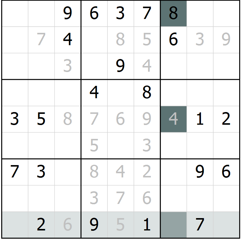 Position des candidats pour la solution de la Gr 8 page 10 du magazine de sudoku Expert n° 020