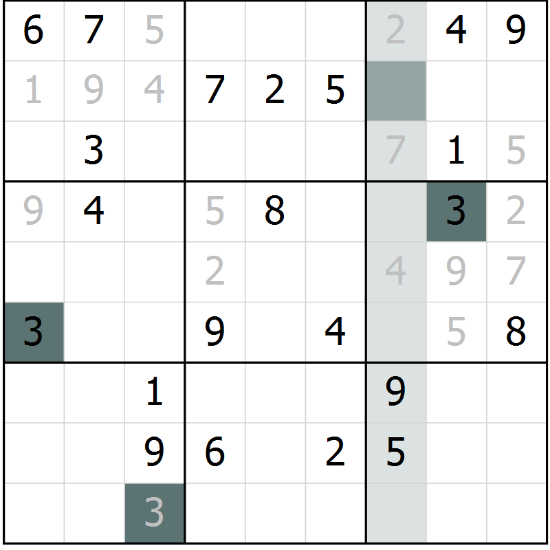 Position des candidats pour la solution de la Gr 9 page 11 du magazine de sudoku Expert n° 020