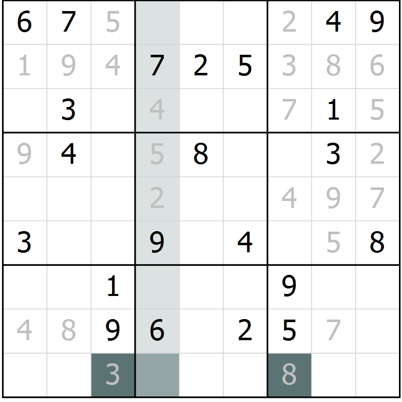 Position des candidats pour la solution de la Gr 9 page 11 du magazine de sudoku Expert n° 020