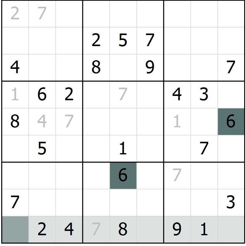 Position des candidats pour la solution de la Gr 1 page 3 du magazine de sudoku SUDOKU EXPERT n° 022
