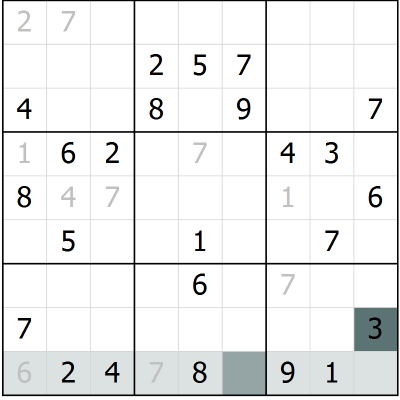 Position des candidats pour la solution de la Gr 1 page 3 du magazine de sudoku SUDOKU EXPERT n° 022