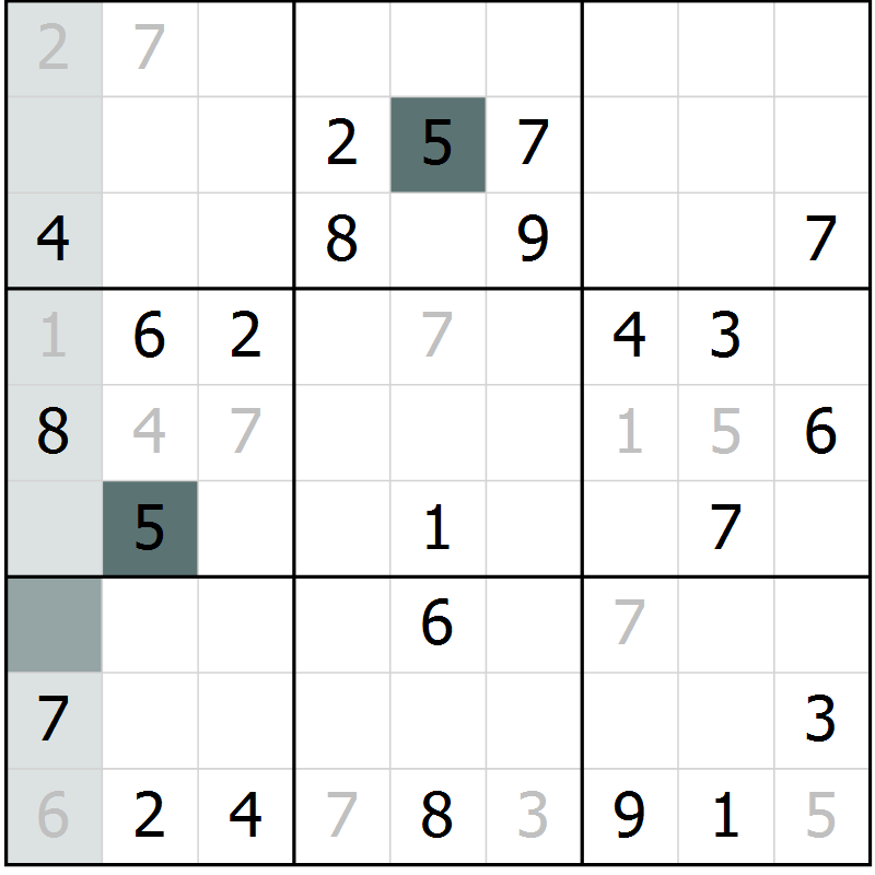 Position des candidats pour la solution de la Gr 1 page 3 du magazine de sudoku SUDOKU EXPERT n° 022
