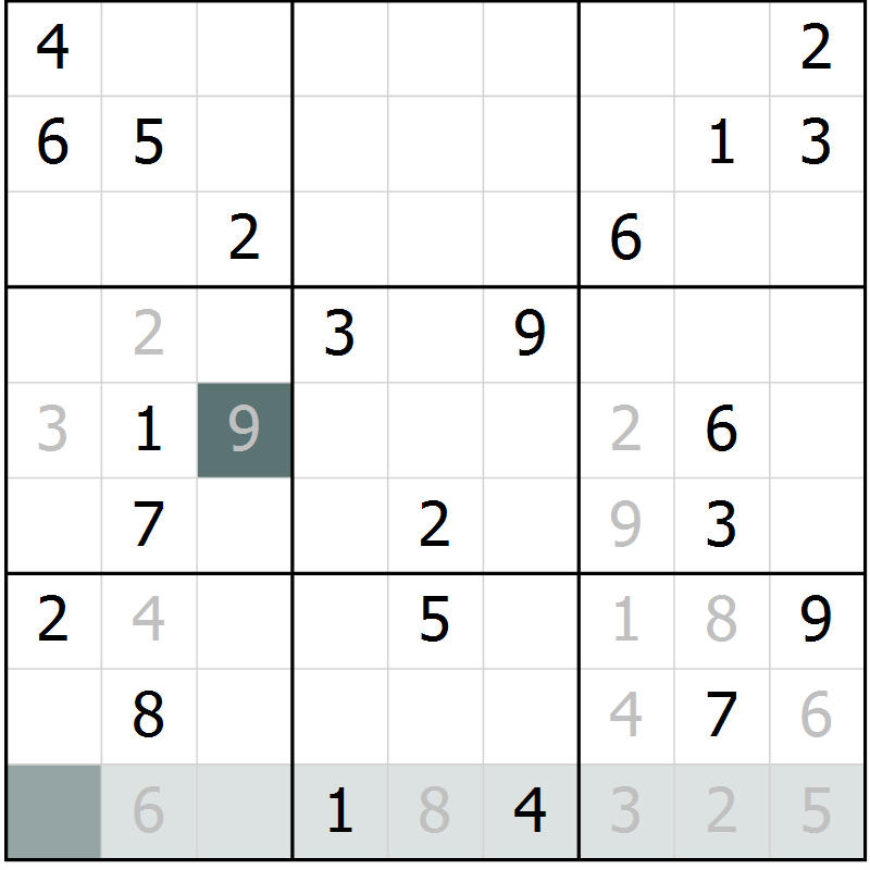 Position des candidats pour la solution de la Gr 10 page 12 du magazine de sudoku SUDOKU EXPERT n° 022