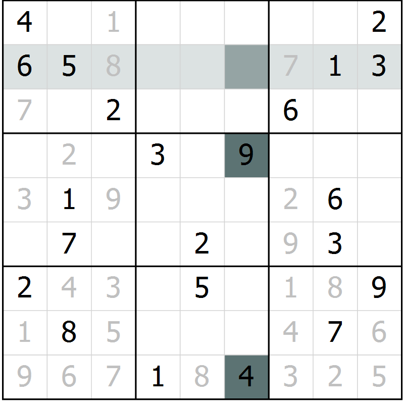 Position des candidats pour la solution de la Gr 10 page 12 du magazine de sudoku SUDOKU EXPERT n° 022
