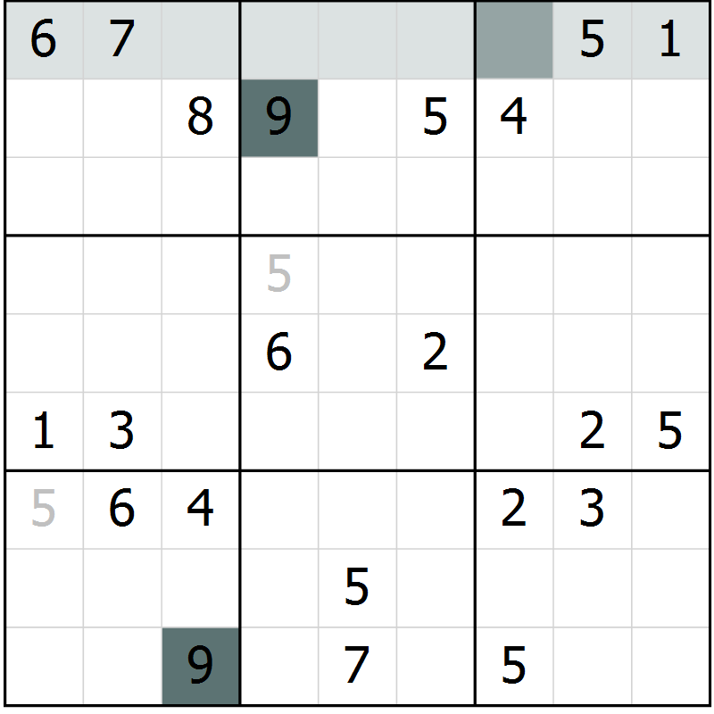 Position des candidats pour la solution de la Gr 11 page 13 du magazine de sudoku SUDOKU EXPERT n° 022