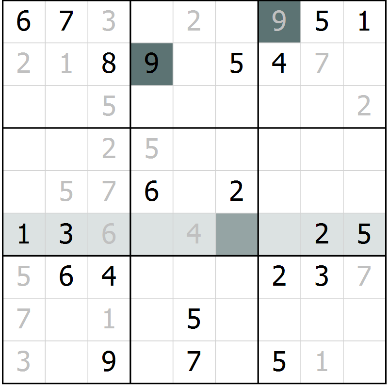 Position des candidats pour la solution de la Gr 11 page 13 du magazine de sudoku SUDOKU EXPERT n° 022