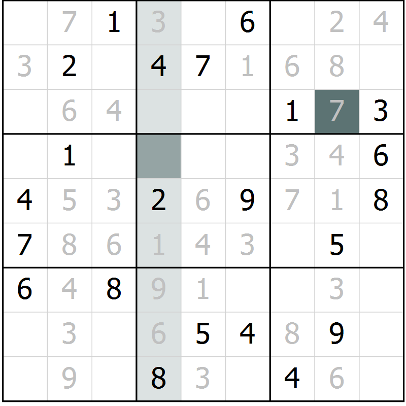 Position des candidats pour la solution de la Gr 12 page 14 du magazine de sudoku SUDOKU EXPERT n° 022