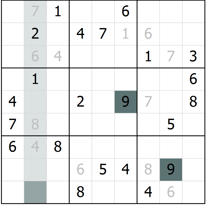 Position des candidats pour la solution de la Gr 12 page 14 du magazine de sudoku SUDOKU EXPERT n° 022