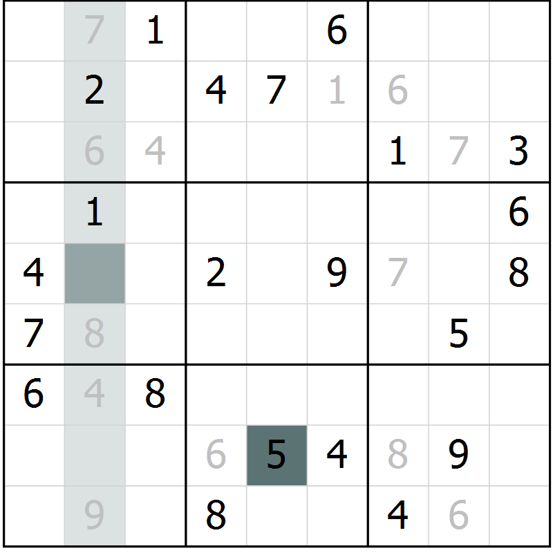 Position des candidats pour la solution de la Gr 12 page 14 du magazine de sudoku SUDOKU EXPERT n° 022