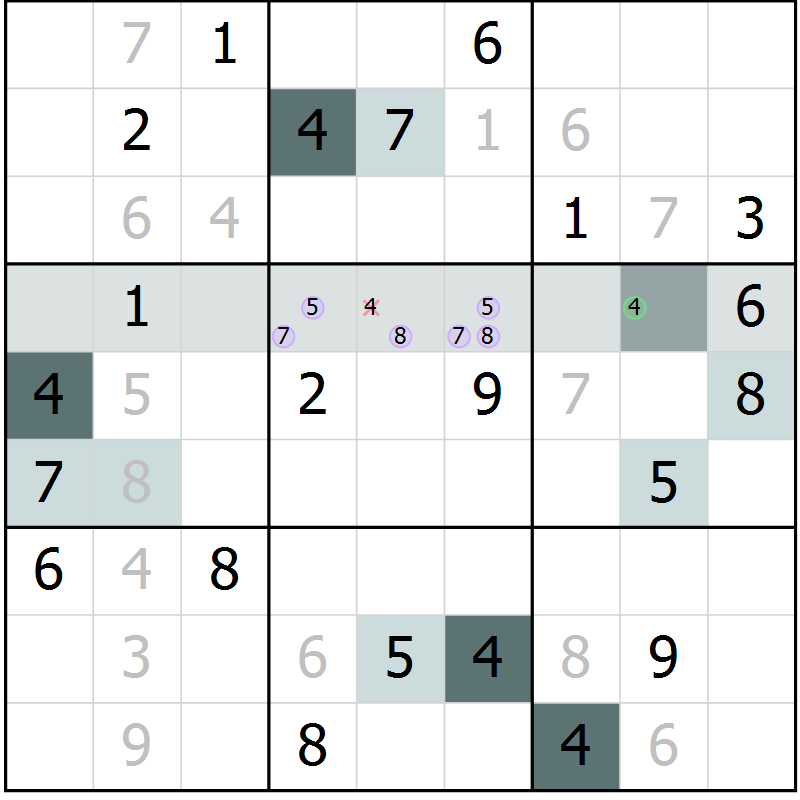 Position des candidats pour la solution de la Gr 12 page 14 du magazine de sudoku SUDOKU EXPERT n° 022