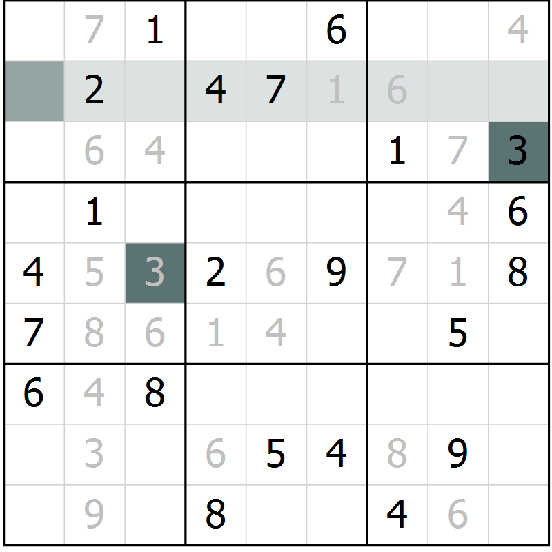 Position des candidats pour la solution de la Gr 12 page 14 du magazine de sudoku SUDOKU EXPERT n° 022