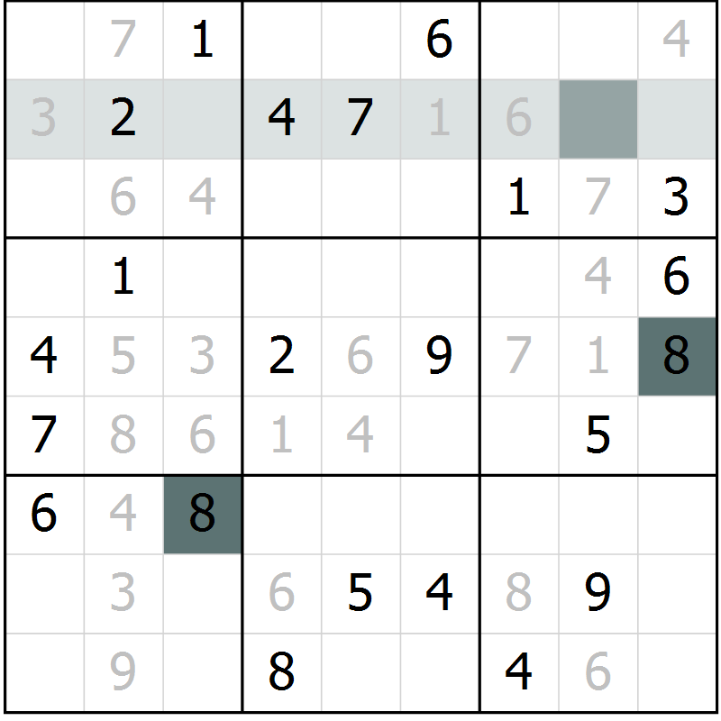 Position des candidats pour la solution de la Gr 12 page 14 du magazine de sudoku SUDOKU EXPERT n° 022