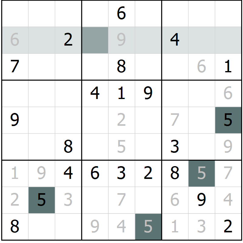 Position des candidats pour la solution de la Gr 13 page 15 du magazine de sudoku SUDOKU EXPERT n° 022