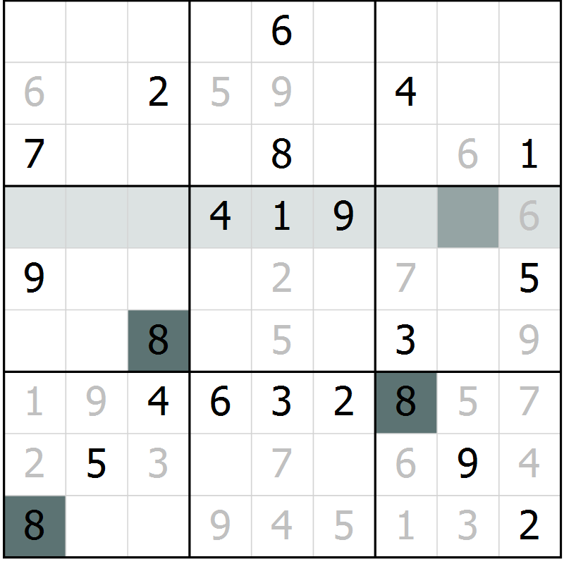Position des candidats pour la solution de la Gr 13 page 15 du magazine de sudoku SUDOKU EXPERT n° 022