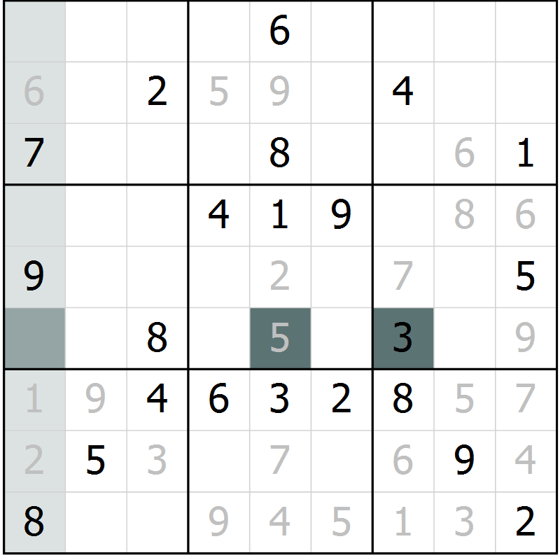 Position des candidats pour la solution de la Gr 13 page 15 du magazine de sudoku SUDOKU EXPERT n° 022
