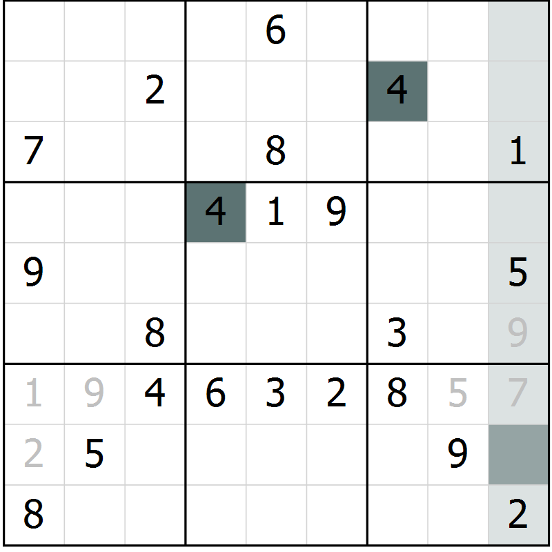 Position des candidats pour la solution de la Gr 13 page 15 du magazine de sudoku SUDOKU EXPERT n° 022