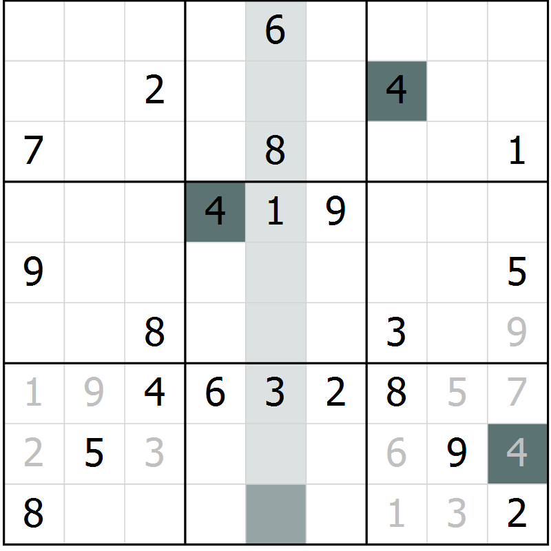 Position des candidats pour la solution de la Gr 13 page 15 du magazine de sudoku SUDOKU EXPERT n° 022