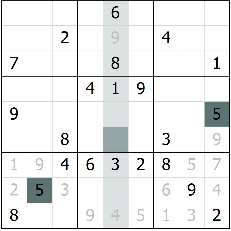 Position des candidats pour la solution de la Gr 13 page 15 du magazine de sudoku SUDOKU EXPERT n° 022