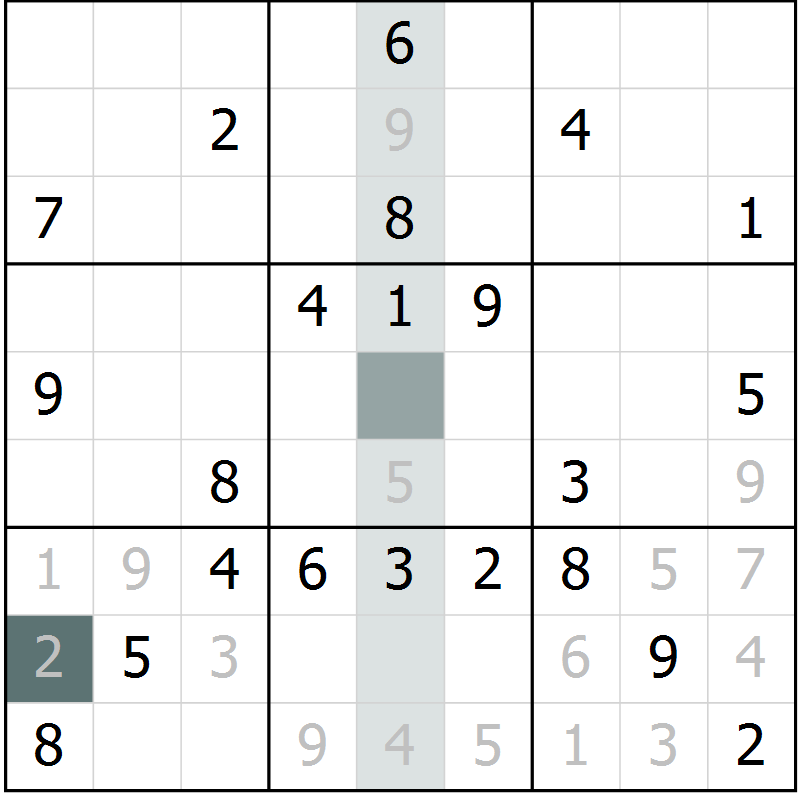 Position des candidats pour la solution de la Gr 13 page 15 du magazine de sudoku SUDOKU EXPERT n° 022