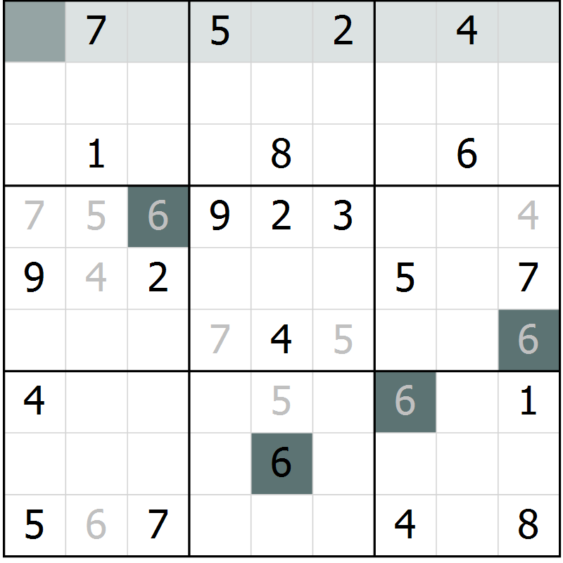 Position des candidats pour la solution de la Gr 14 page 16 du magazine de sudoku SUDOKU EXPERT n° 022