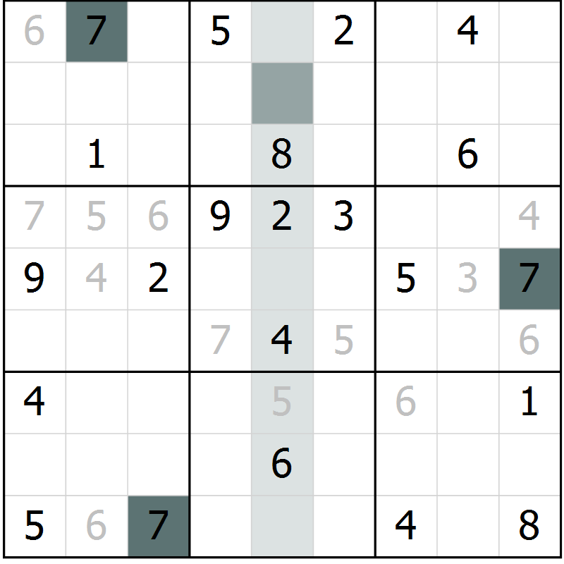 Position des candidats pour la solution de la Gr 14 page 16 du magazine de sudoku SUDOKU EXPERT n° 022