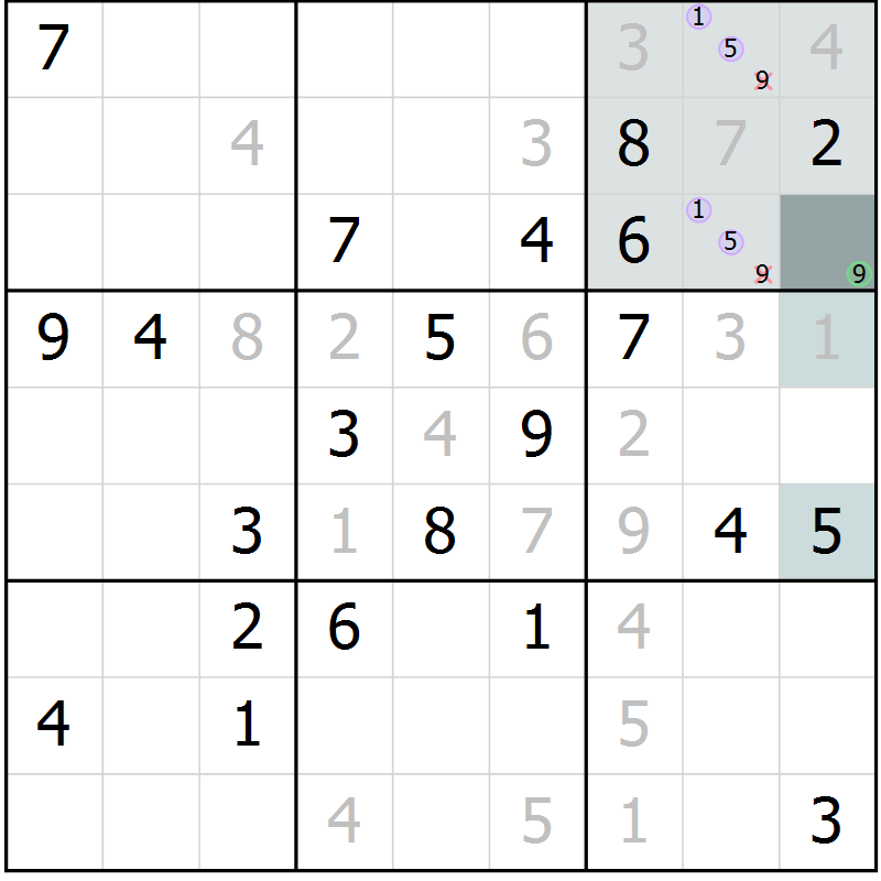 Position des candidats pour la solution de la Gr 15 page 17 du magazine de sudoku SUDOKU EXPERT n° 022