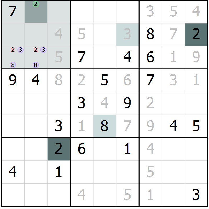 Position des candidats pour la solution de la Gr 15 page 17 du magazine de sudoku SUDOKU EXPERT n° 022