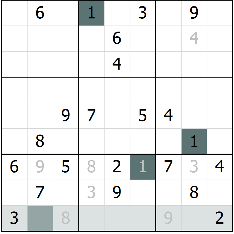 Position des candidats pour la solution de la Gr 16 page 18 du magazine de sudoku SUDOKU EXPERT n° 022