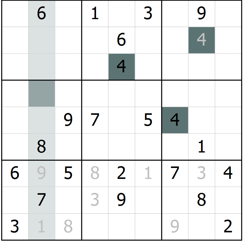 Position des candidats pour la solution de la Gr 16 page 18 du magazine de sudoku SUDOKU EXPERT n° 022