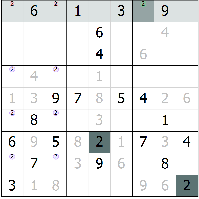 Position des candidats pour la solution de la Gr 16 page 18 du magazine de sudoku SUDOKU EXPERT n° 022