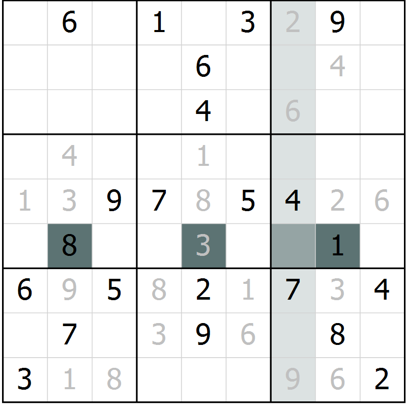 Position des candidats pour la solution de la Gr 16 page 18 du magazine de sudoku SUDOKU EXPERT n° 022