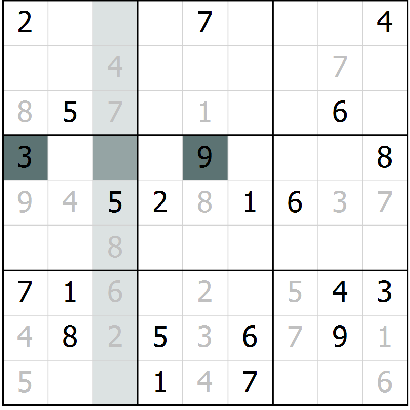 Position des candidats pour la solution de la Gr 17 page 19 du magazine de sudoku SUDOKU EXPERT n° 022