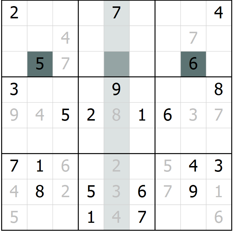 Position des candidats pour la solution de la Gr 17 page 19 du magazine de sudoku SUDOKU EXPERT n° 022