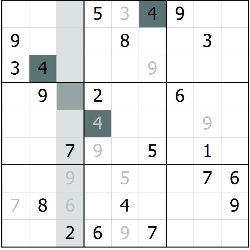 Position des candidats pour la solution de la Gr 19 page 21 du magazine de sudoku SUDOKU EXPERT n° 022