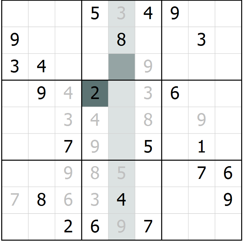 Position des candidats pour la solution de la Gr 19 page 21 du magazine de sudoku SUDOKU EXPERT n° 022