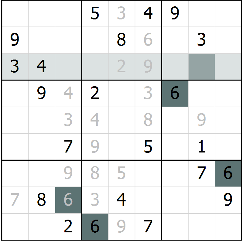 Position des candidats pour la solution de la Gr 19 page 21 du magazine de sudoku SUDOKU EXPERT n° 022