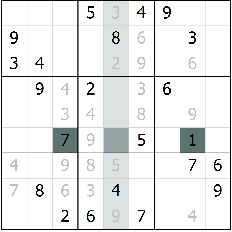 Position des candidats pour la solution de la Gr 19 page 21 du magazine de sudoku SUDOKU EXPERT n° 022