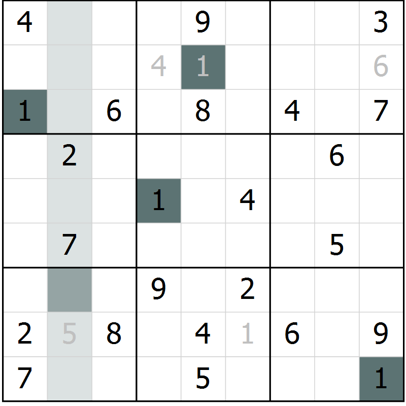 Position des candidats pour la solution de la Gr 2 page 4 du magazine de sudoku SUDOKU EXPERT n° 022