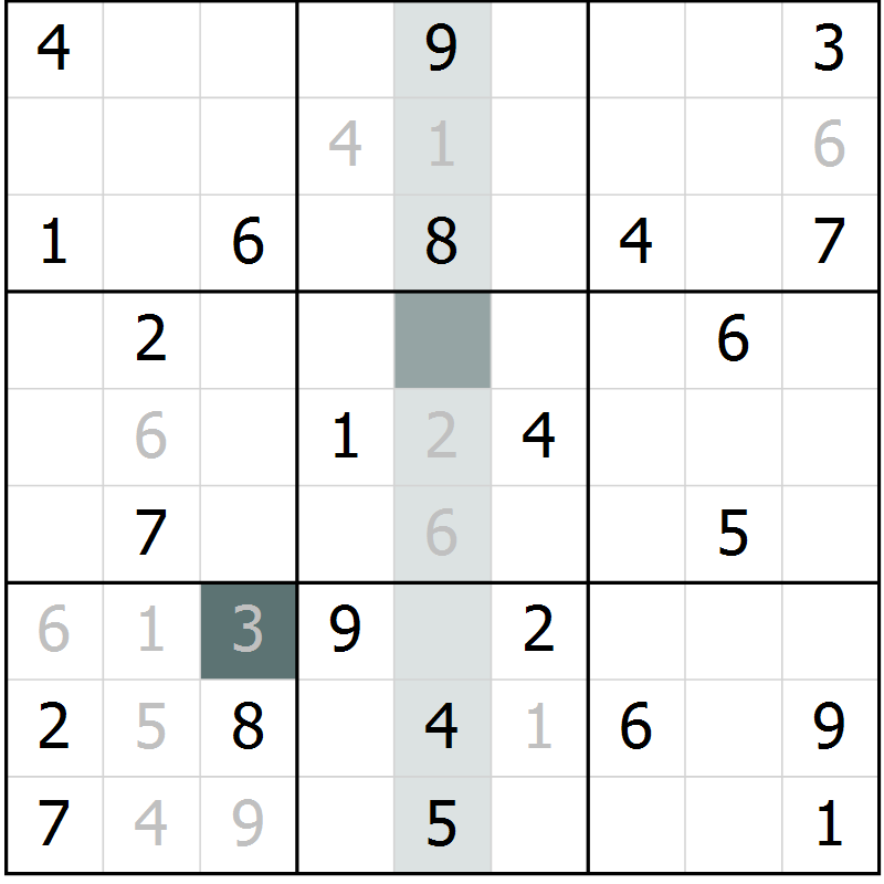 Position des candidats pour la solution de la Gr 2 page 4 du magazine de sudoku SUDOKU EXPERT n° 022