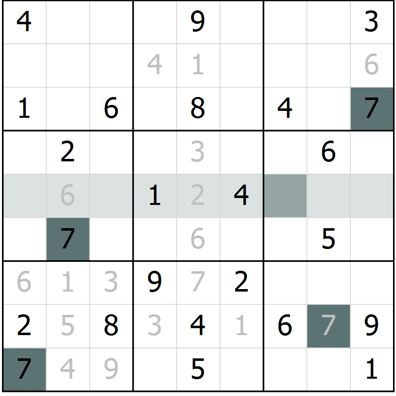 Position des candidats pour la solution de la Gr 2 page 4 du magazine de sudoku SUDOKU EXPERT n° 022