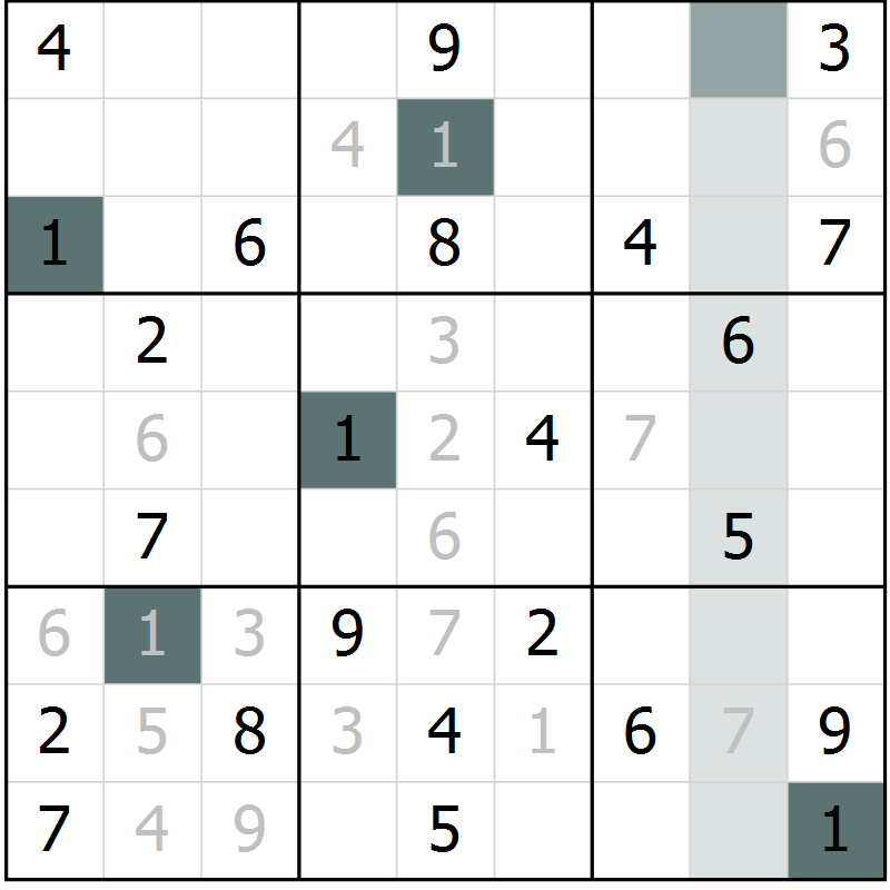 Position des candidats pour la solution de la Gr 2 page 4 du magazine de sudoku SUDOKU EXPERT n° 022